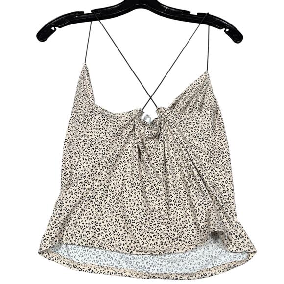 Gaze DTLA Leopard Cowl Neck Cami Top Small NWT - Picture 3 of 5